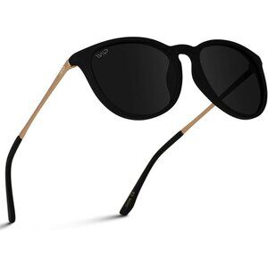 Wearme Sunglasses Women Black Round Polarized UV Protection Trendy Style Eyewear